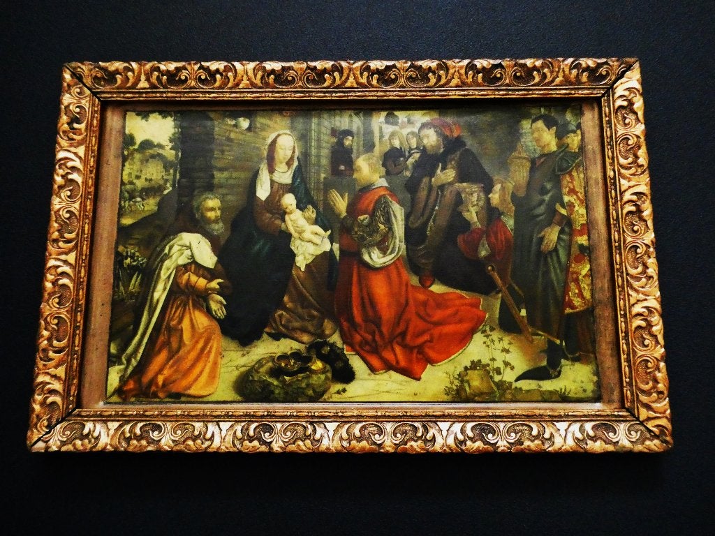 Icoon Aanbidding der Wijzen Monforte altaarstuk H. v.d. Goes, Antiek en Kunst, Ophalen of Verzenden