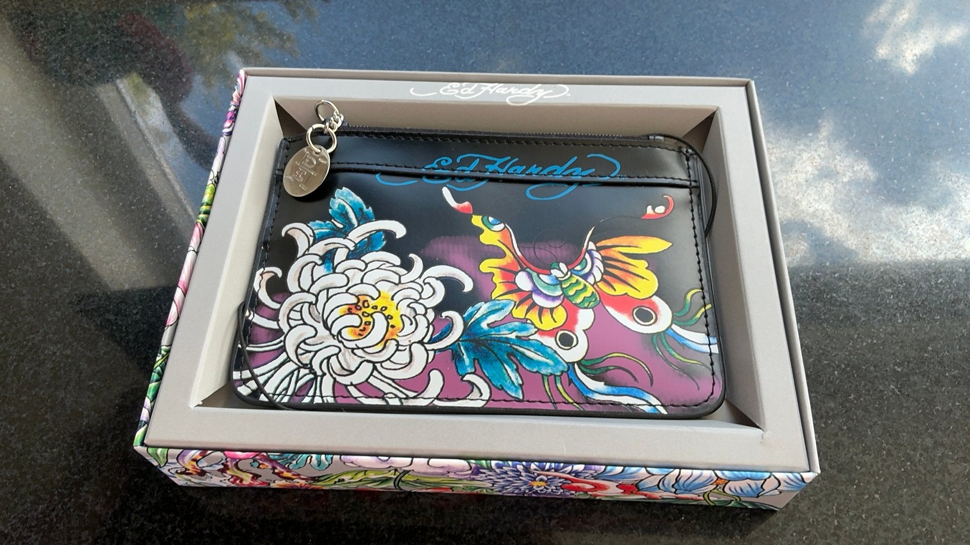 Etui van Ed Hardy. Voor pasjes, munten, sleutels, geld., Ophalen of Verzenden, Zo goed als nieuw
