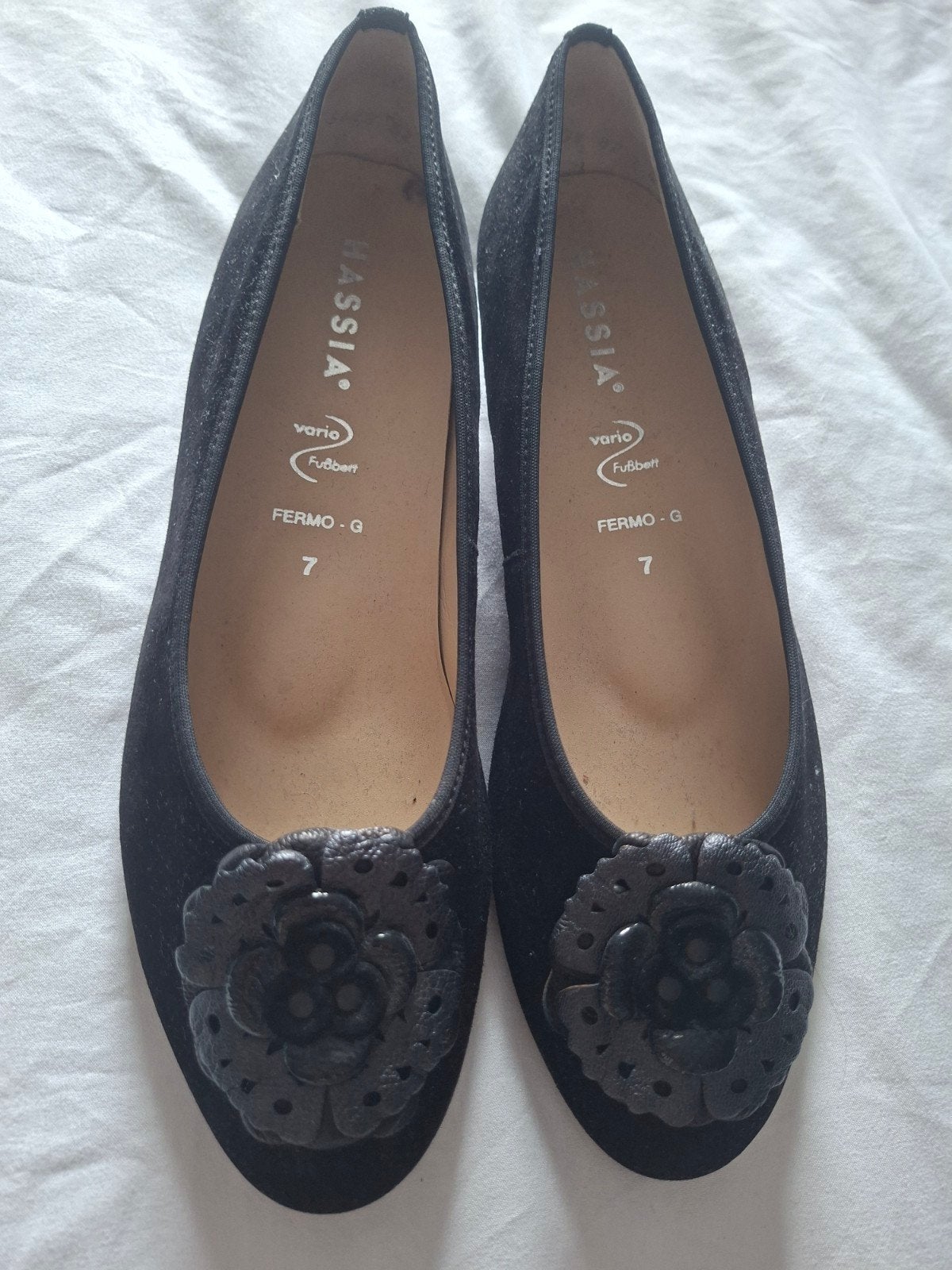 Zwarte suede ballerina van Hassia maat 7, Hassia, Zwart, Ophalen of Verzenden, Zo goed als nieuw
