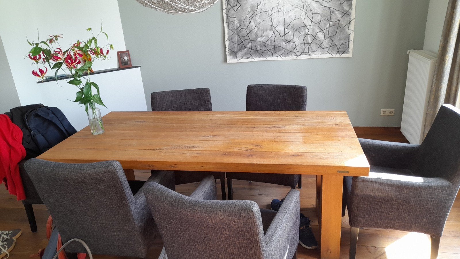 6 eetkamerstoelen antraciet, Ophalen, Gebruikt
