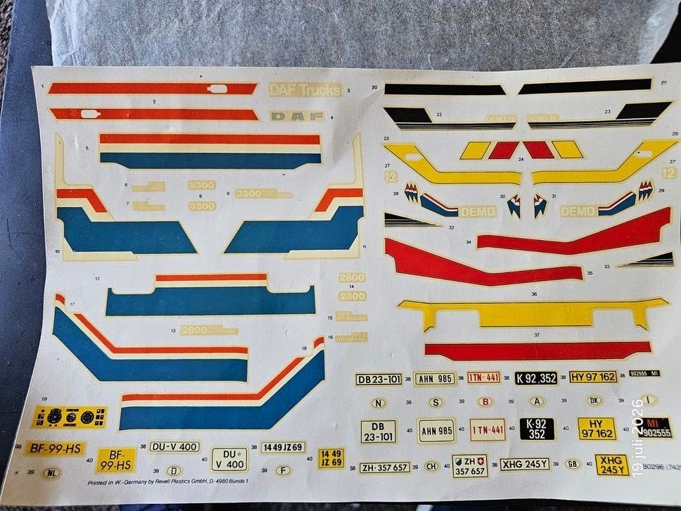 Nieuwe DAF vrachtwagen decals met schutblad (M.Kelder), Overige merken, Groter dan 1:32, Nieuw, Ophalen of Verzenden