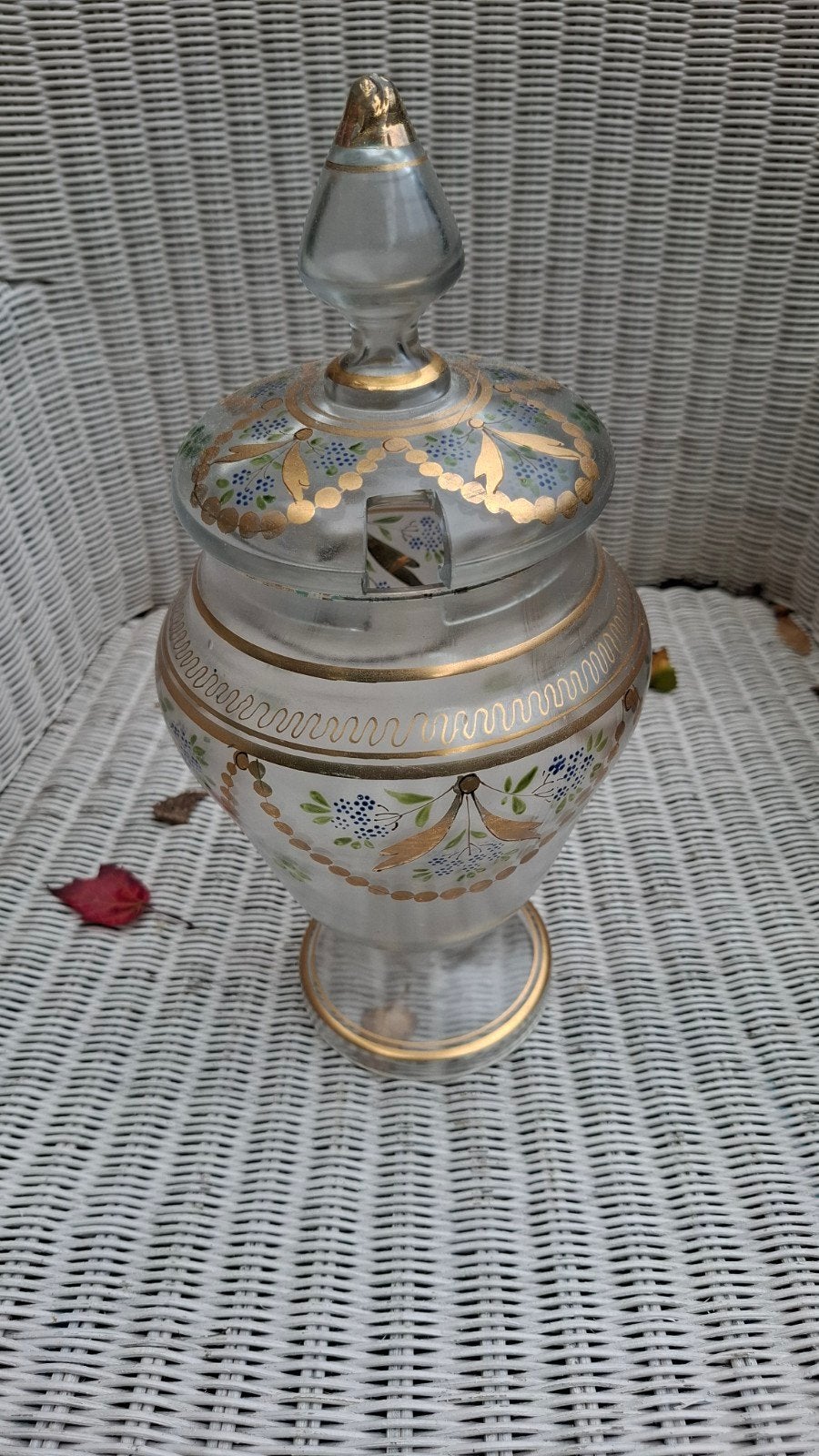 antieke glazen bowl of suikerpot handgedecoreerd, Ophalen of Verzenden