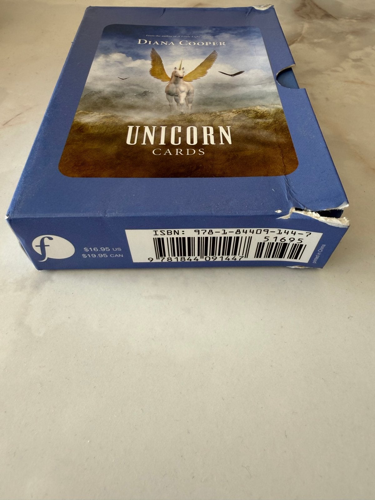 Unicorn Cards van Diana Cooper - Beschadigde doos, Boeken, Ophalen of Verzenden, Gelezen, Spiritualiteit algemeen, Overige typen