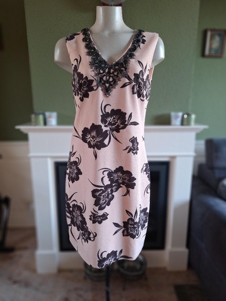 K-Design K design gevoerde roze bruine jurk M, Maat 38/40 (M), K-design, Verzenden, Zo goed als nieuw