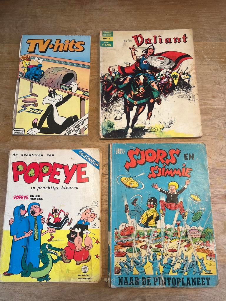 Vintage stripboeken: TV-hits, Prins Valiant, Popeye, Sjors &, Boeken, Strips | Comics, Meerdere comics, Ophalen of Verzenden, Gelezen