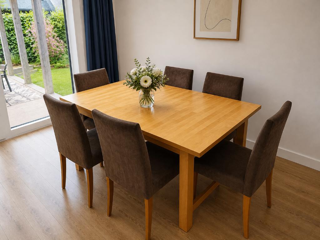 Ikea Norden eettafel 150x90cm, uitbreidbaar tot 205x90cm., Huis en Inrichting, Ophalen, Gebruikt, 50 tot 100 cm, Vijf personen of meer