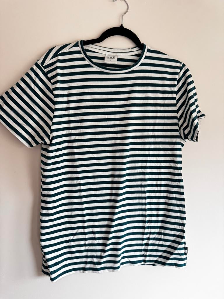 DAZ gestreept T-shirt donkergroen en wit, Kleding | Heren, Ophalen of Verzenden, Zo goed als nieuw, Maat 48/50 (M), Groen