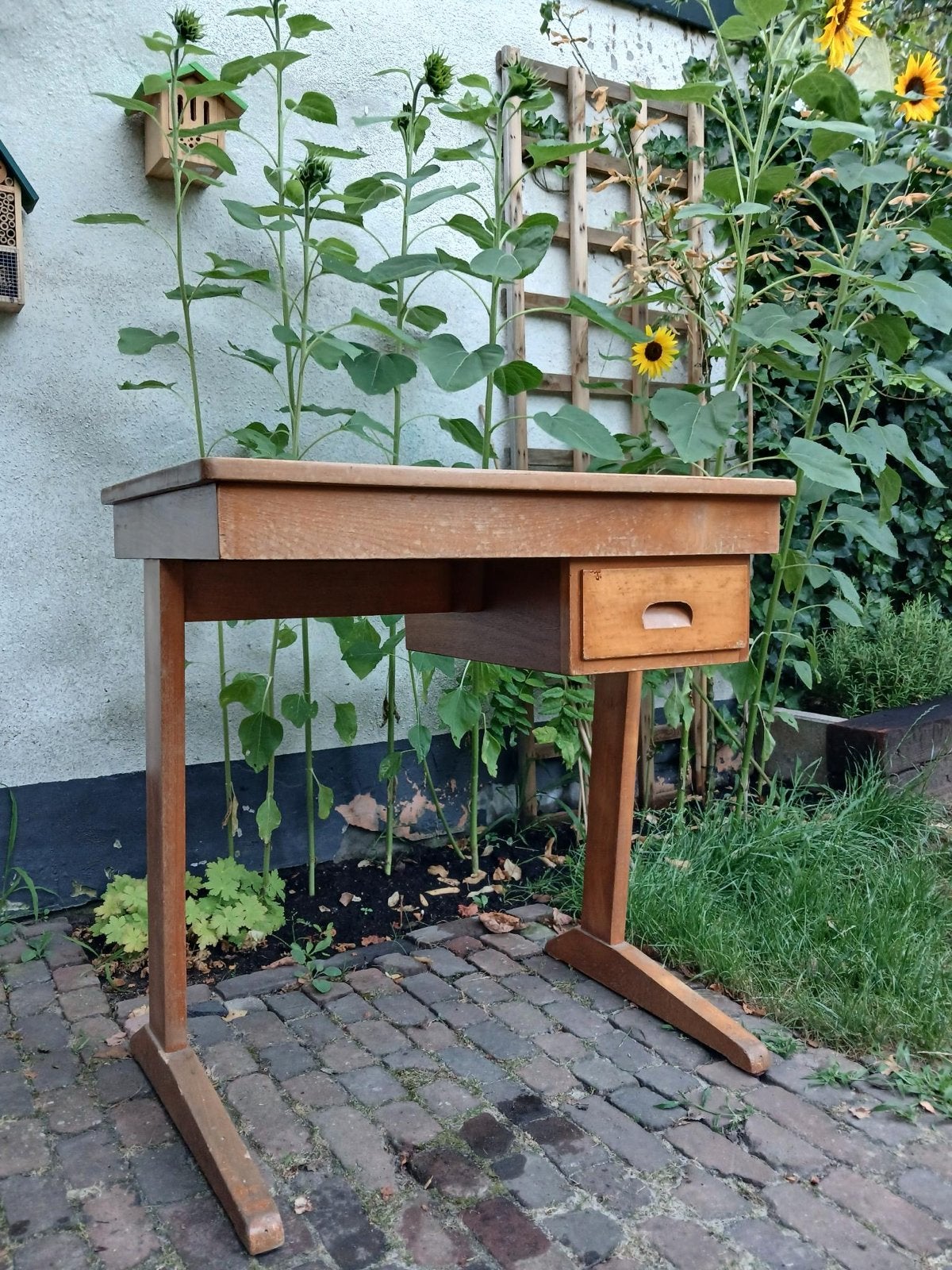 Vintage houten kinderbureau met stoel, Antiek en Kunst, Ophalen