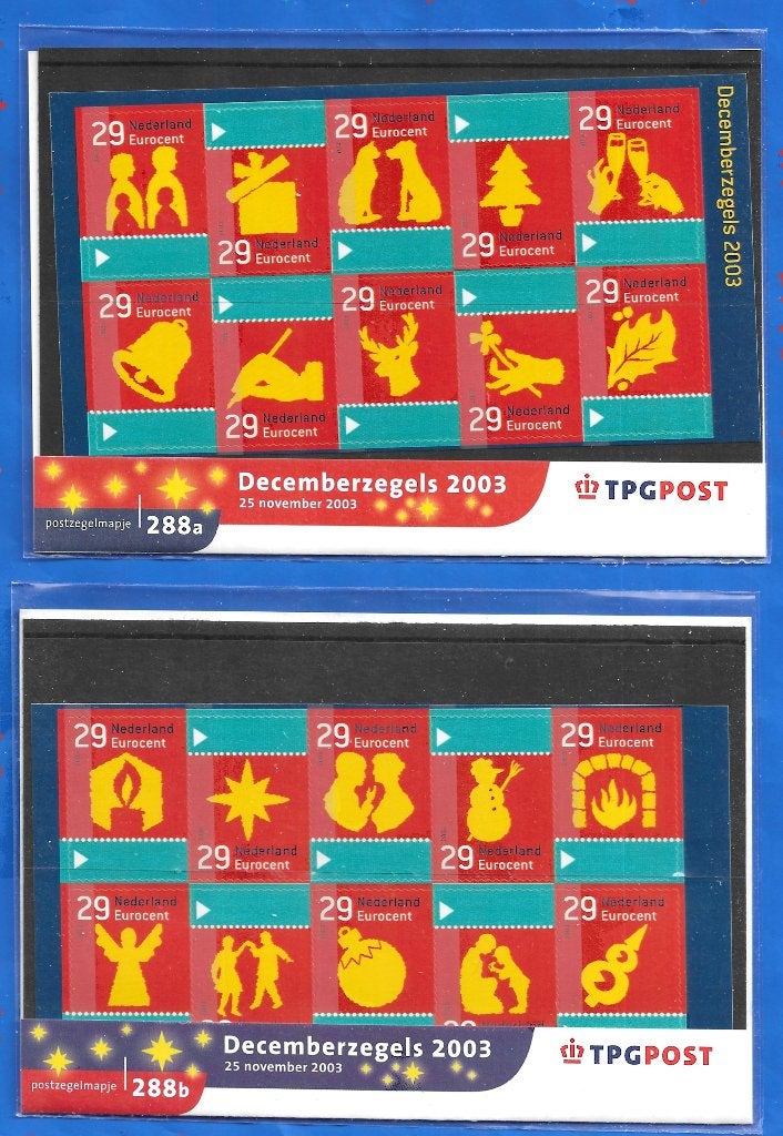 Postzegelmapje 288 A & B Decemberzegels 2003, Verzenden, Na 1940, Postfris