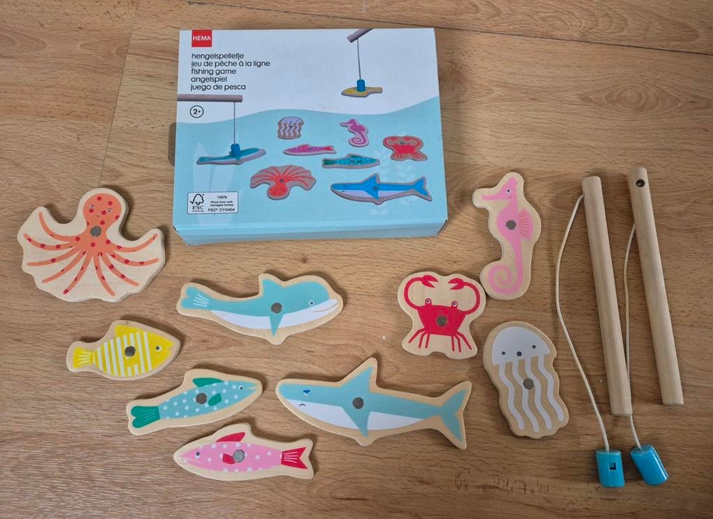 Houten HEMA vishengelspel, Kinderen en Baby's, Speelgoed | Houten speelgoed, Ophalen of Verzenden, Zo goed als nieuw