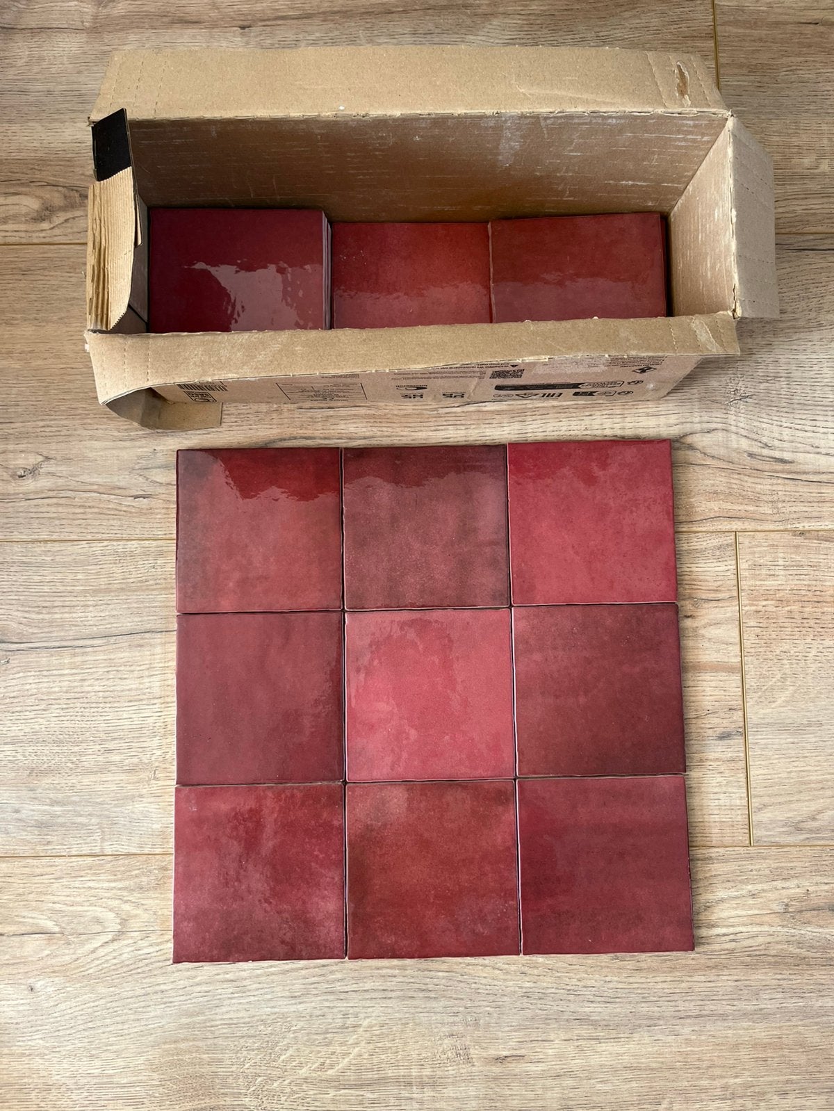 Wandtegel burgundy rood 13x13 cm, Ophalen, Nieuw, Minder dan 20 cm, Minder dan 20 cm
