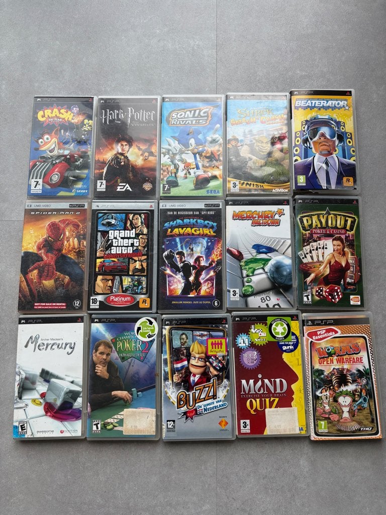 Diverse Sony PSP games / Films EUR 5,-, Gebruikt, Gekoppelde computers, Overige genres, 1 speler