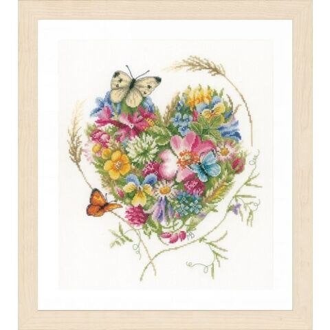Borduurpakket A heart of flowers pn0169960, Hobby en Vrije tijd, Borduren en Borduurmachines, Nieuw, Borduurpakket, Handborduren