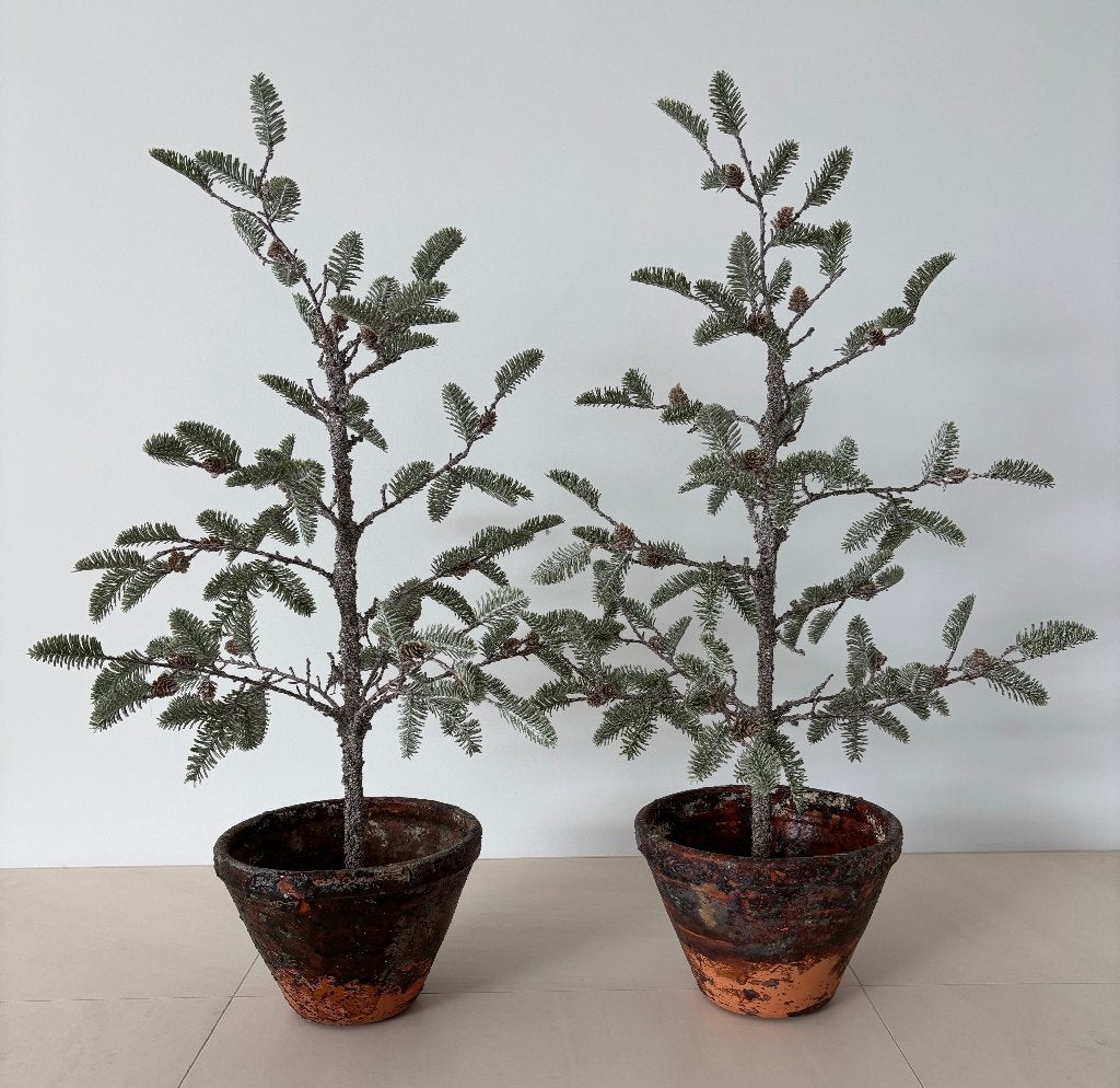 SILK-KA kunstkerstboom besneeuwd 2 stuks incl. pot, Ophalen, Zo goed als nieuw