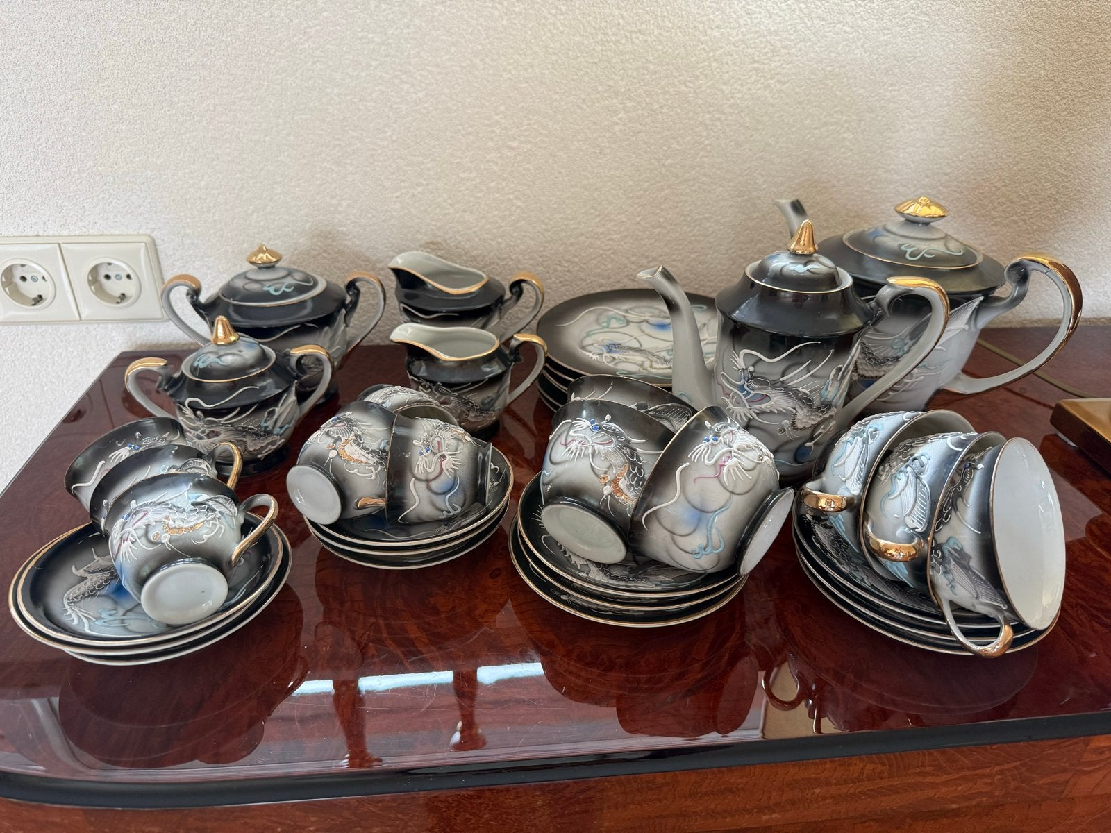 Vintage Japans draken theeservies - Lucky merk, Ophalen of Verzenden