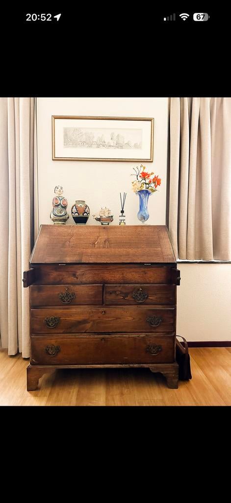 Grote luxe antieke Engelse eikenhouten secretaire, Huis en Inrichting, Kasten | Secretaires, Ophalen of Verzenden, Gebruikt