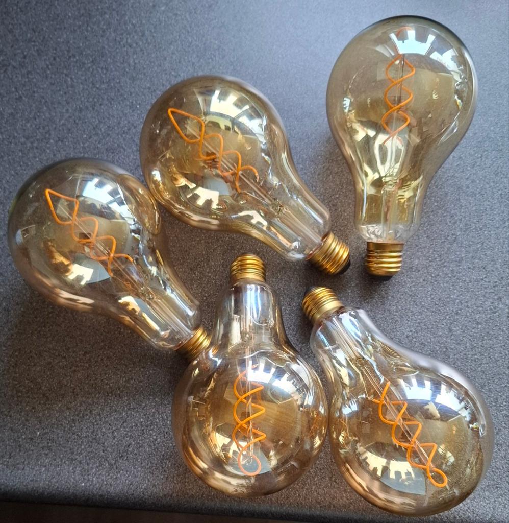 Set van 5 decoratieve LED filament lampen E27, Ophalen, Led-lamp, Minder dan 30 watt, Soft of Flame