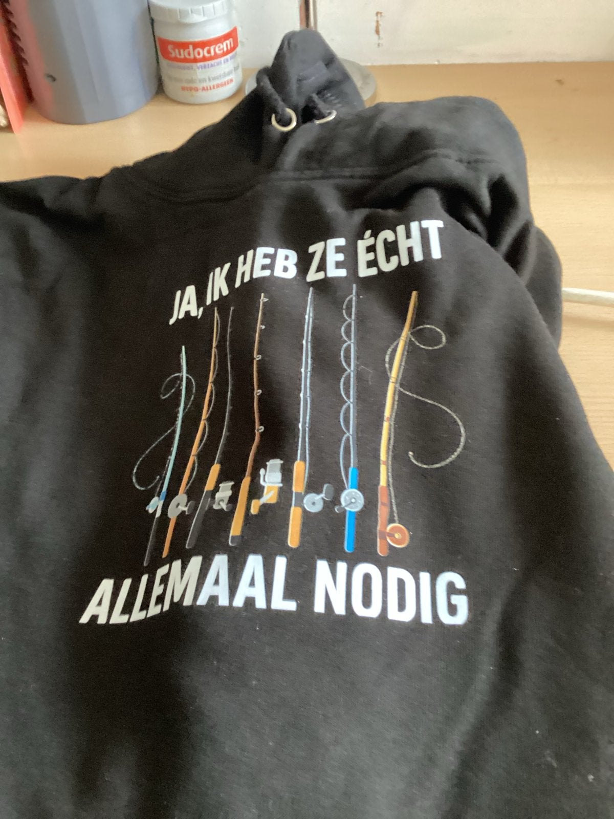 Vissers hoodie XXL - "Ja, ik heb ze écht allemaal nodig", Kleding | Heren, Ophalen of Verzenden, Zo goed als nieuw