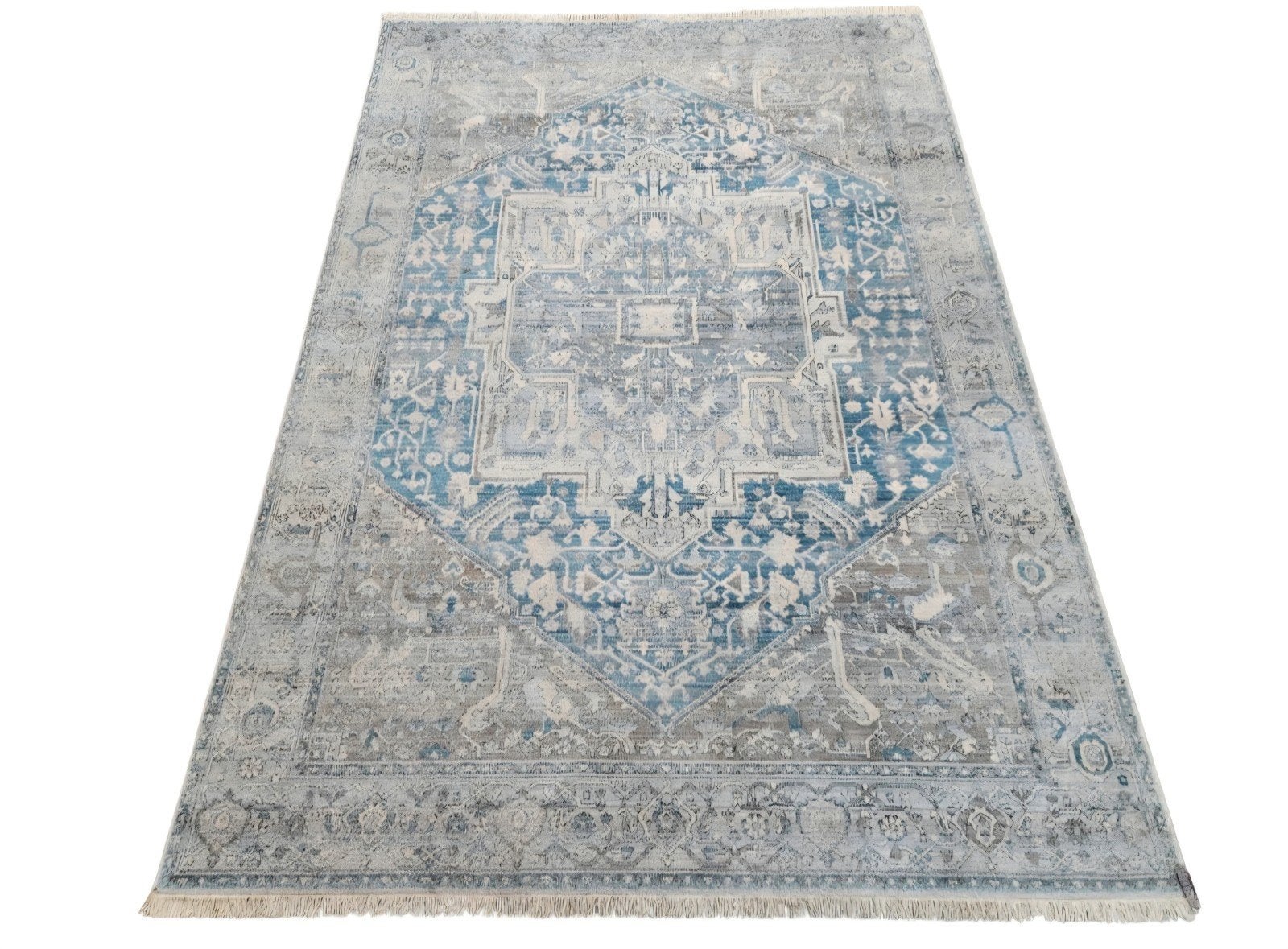 Vintage oosters Modern vloerkleed Heriz blue 160x235cm, Huis en Inrichting, Stoffering | Tapijten en Kleden, Zo goed als nieuw