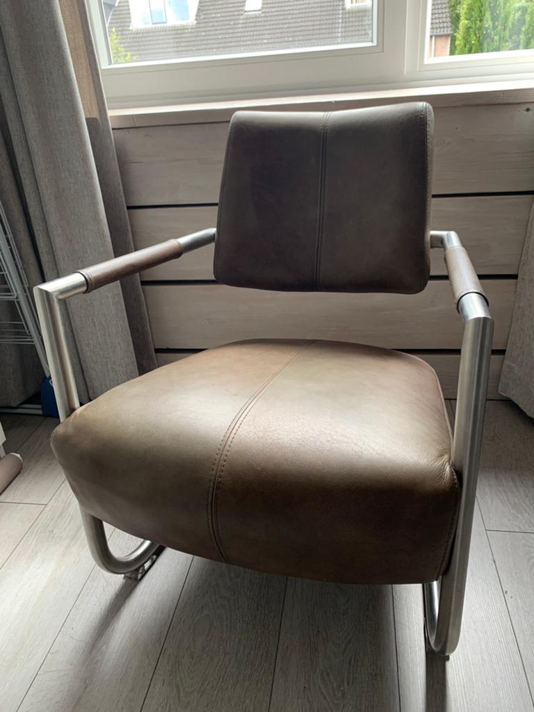 Xooon fauteuils bruin en lichtbruin leder, Huis en Inrichting, Fauteuils, Ophalen, Gebruikt, 50 tot 75 cm, Leer