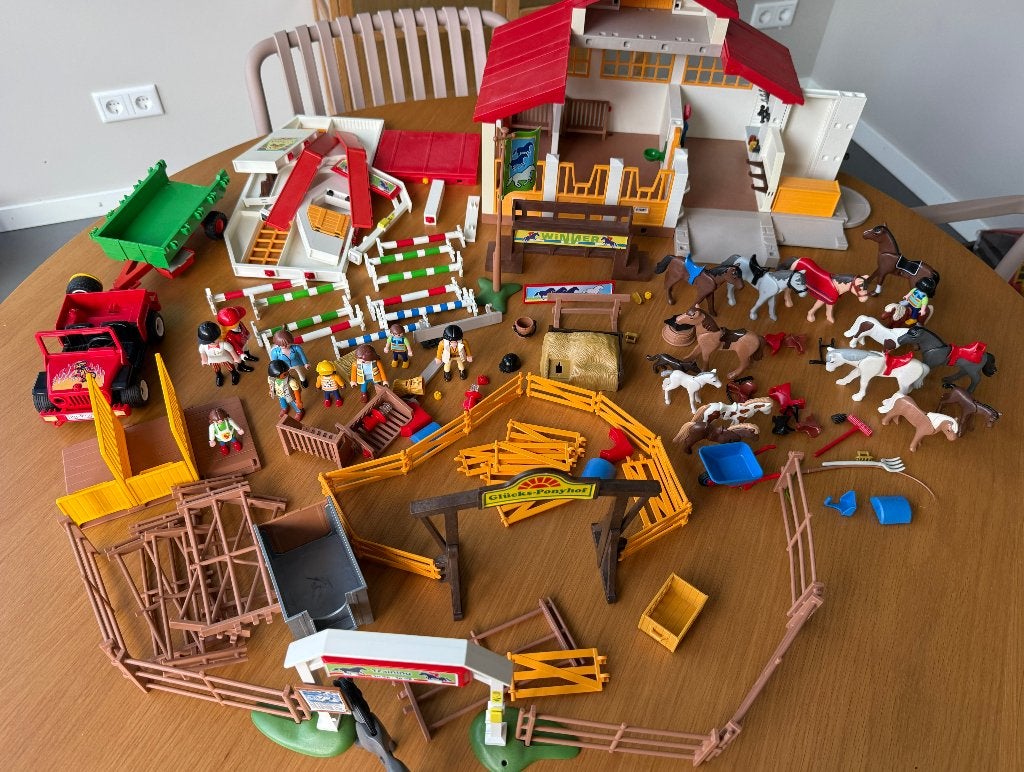 Grote Playmobil Paardenmanege set + extra’s wo paarden, Gebruikt, Losse onderdelen, Overige typen, Ophalen of Verzenden