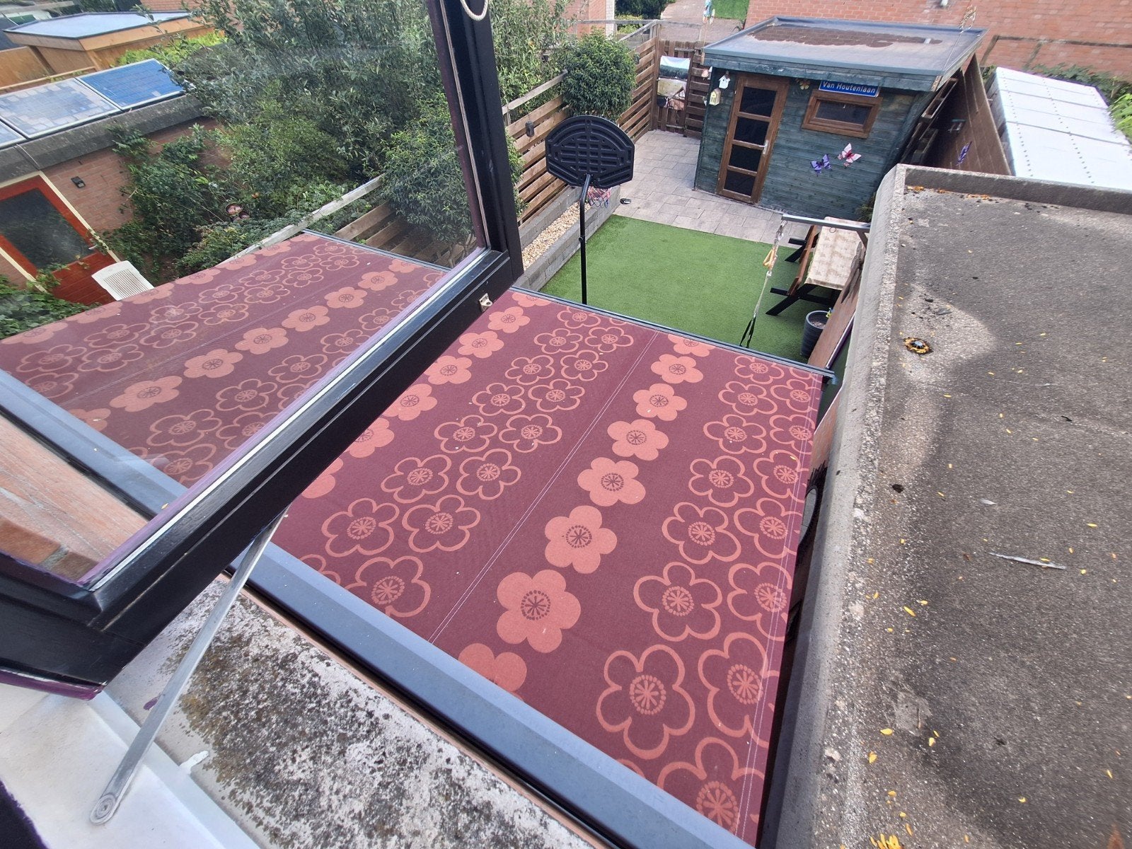 Elektrisch zonnescherm 4,5 meter breed, Tuin en Terras, Ophalen, Gebruikt, 450 cm of meer, Elektrisch