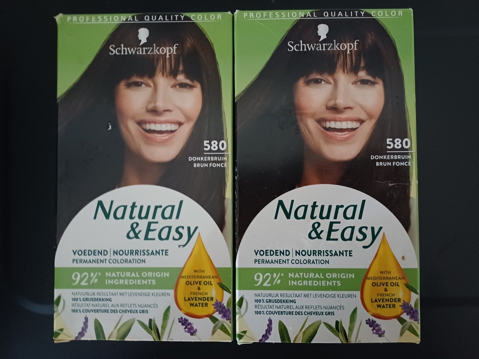 2x Schwarzkopf Natural & Easy Haarverf 580 Donkerbruin, Sieraden, Tassen en Uiterlijk, Uiterlijk | Haarverzorging, Ophalen of Verzenden