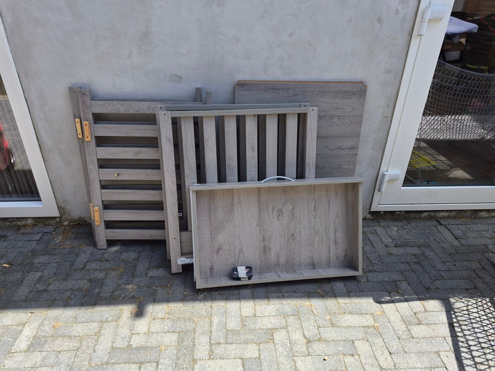 Babybox met lade - Grijs houtlook, Kinderen en Baby's, Babywiegjes en Ledikanten, Ophalen, Gebruikt, Ledikant