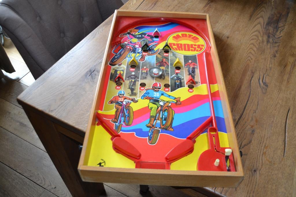 Mooie vintage Arcofalc flipperkast met moto-cross thema, Overige merken, Gebruikt, Mechanisch, Ophalen of Verzenden