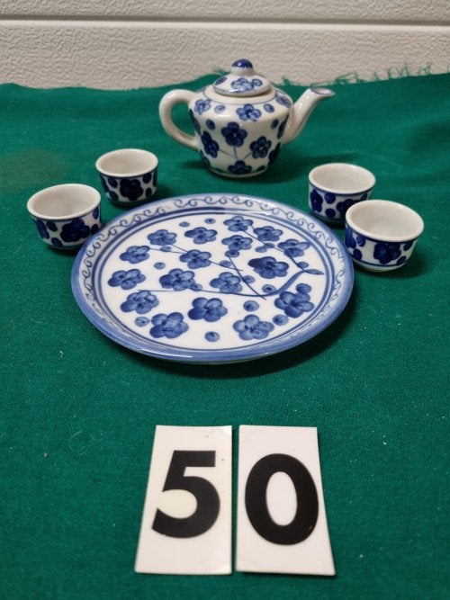 mini servies blauwe bloemen chinees, Antiek en Kunst, Antiek | Servies compleet, Ophalen of Verzenden