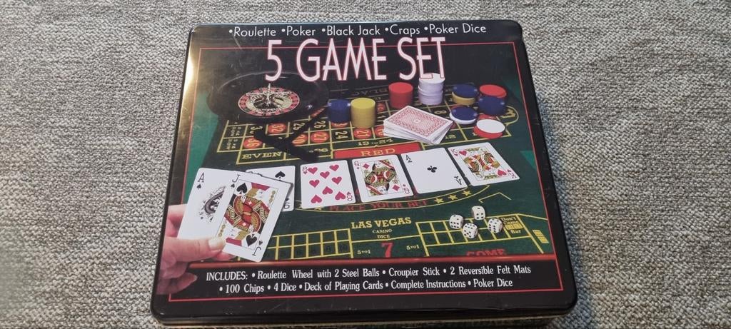 5-delige Casino Spelset: Roulette, Poker, Blackjack, Vijf spelers of meer, Ophalen, Gebruikt, Onbekend