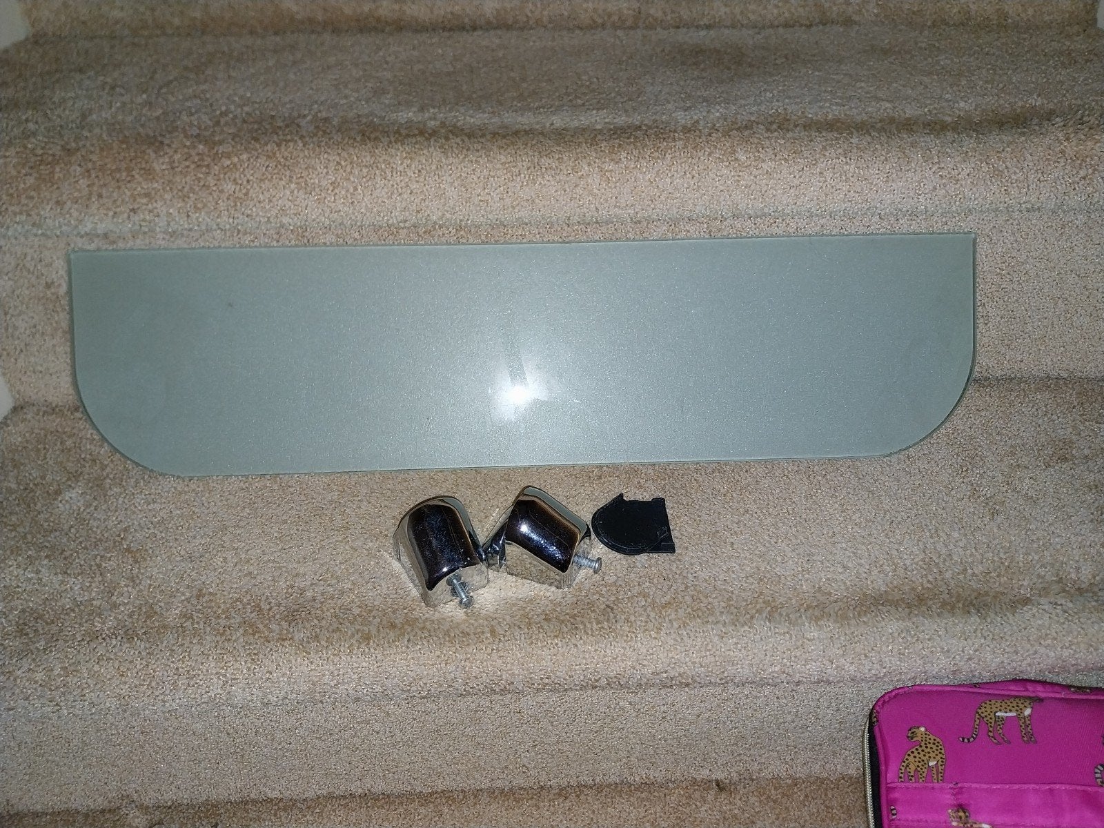 Glazen plank met chromen steunen, Huis en Inrichting, Ophalen of Verzenden, Gebruikt