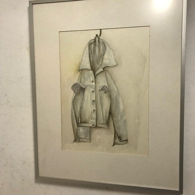 Aquarel stilleven 'Jasje aan een kapstokhaak', Ophalen of Verzenden, Aquarel, Stilleven