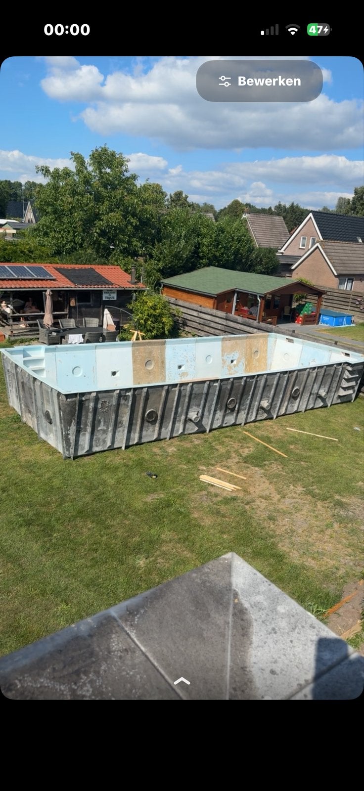 Polyester zwembad 10x4x1.5m - Opknapper met pomp en filter, Tuin en Terras, Gebruikt, 300 cm of meer, Rechthoekig, Ophalen