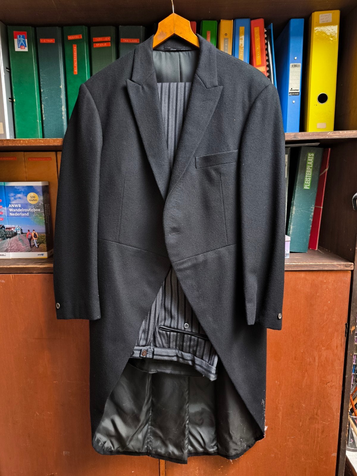 heren jacquet, Kleding | Heren, Ophalen of Verzenden, Zo goed als nieuw, Maat 48/50 (M), Zwart