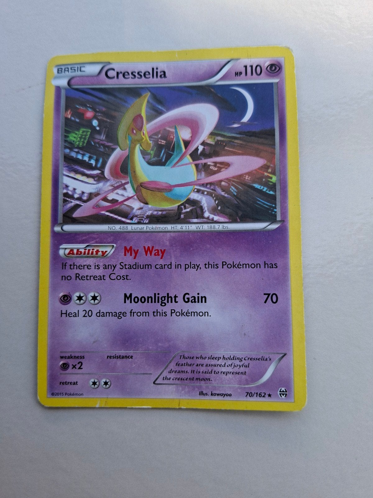 Pokémon Kaart Cresselia Basic HP110 70/162, Ophalen of Verzenden, Gebruikt, Losse kaart