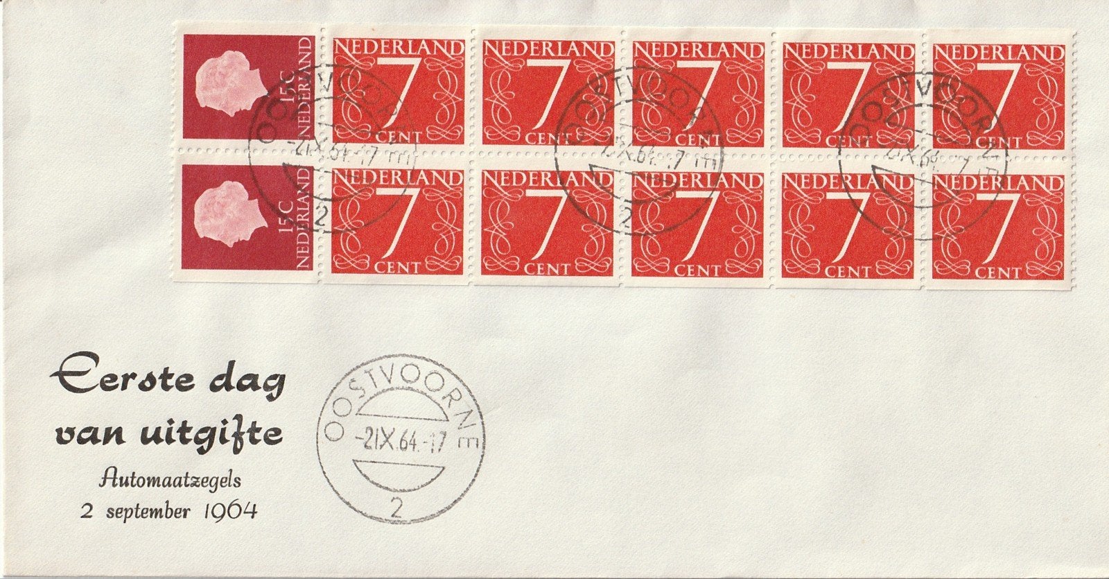 1e dag envelop Automaatzegels 2 september 1964, Postzegels en Munten, Postzegels | Eerstedagenveloppen, Ophalen of Verzenden, Onbeschreven