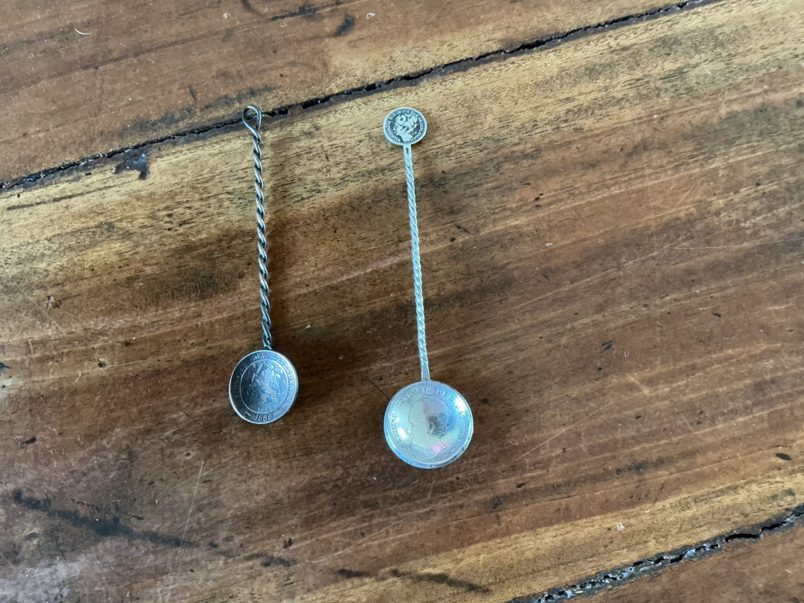 Twee oude munt lepeltjes, Ophalen of Verzenden