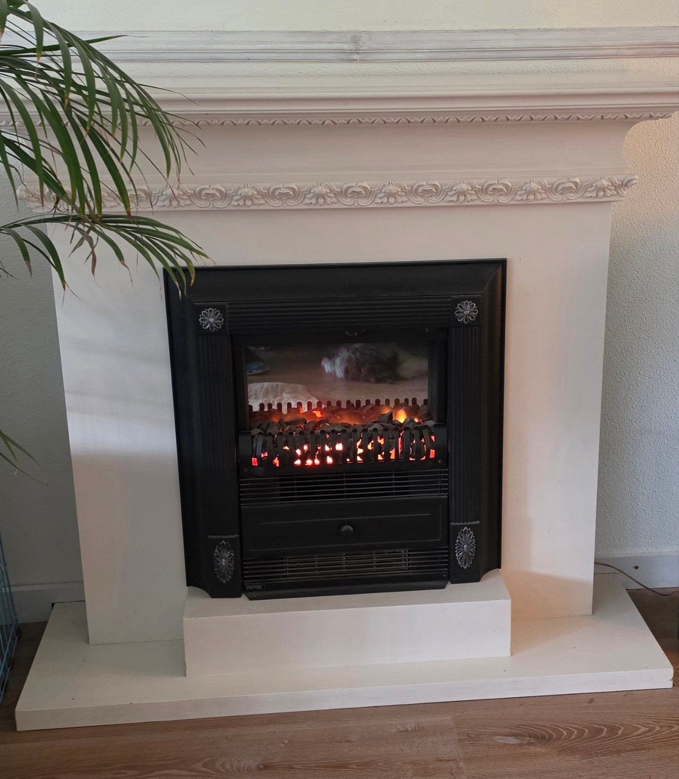 Elektrische haard met schouw - Sfeervol en direct warm, Ophalen, Gebruikt, Vrijstaande haard, Elektrische haard