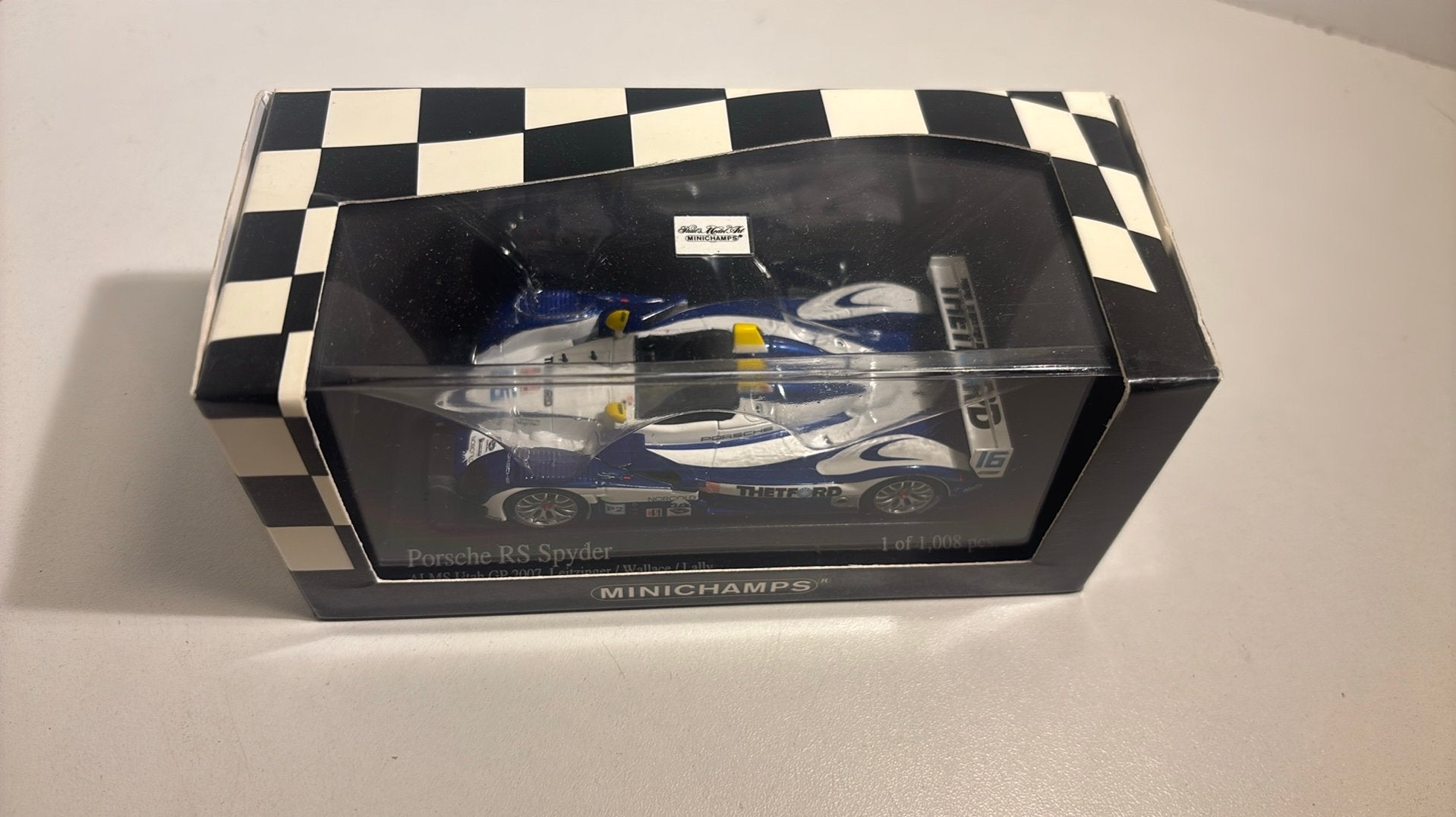 Porsche rs spyder alms gp 2007 minichamps 1.43, Auto, Ophalen of Verzenden, MiniChamps, A