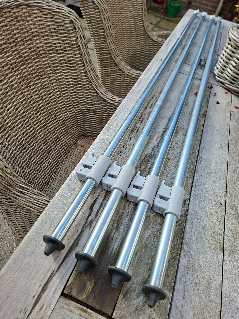 ✅ 4x STORMSTOK staal 22/25 mm 170-250 cm + Quickgrip klemmen, Ophalen of Verzenden, Zo goed als nieuw