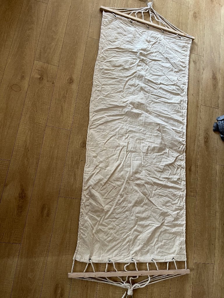 hangmat wit creme gebreide kruk turqouise blauw, Ophalen of Verzenden, Nieuw