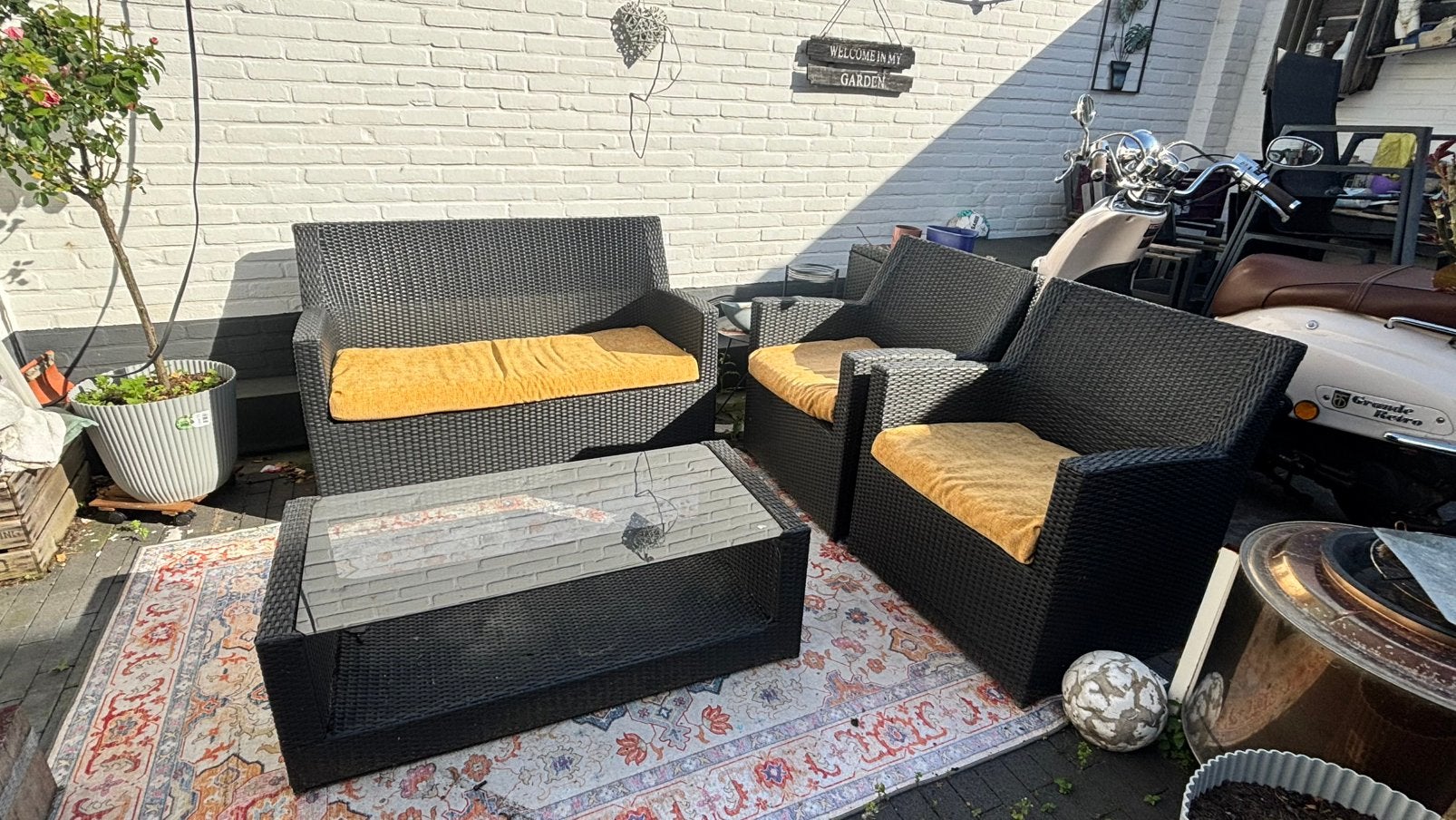Loungeset, Tuin en Terras, Tuinsets en Loungesets, Ophalen, Zo goed als nieuw, Kunststof, Bank