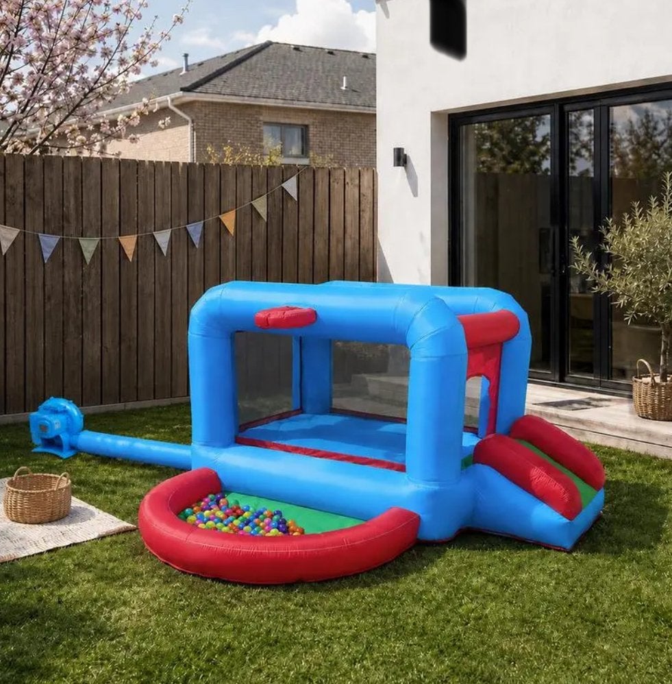 Springkussen met ballenbak en glijbaan te huur, Ophalen, Zo goed als nieuw, Verjaardag