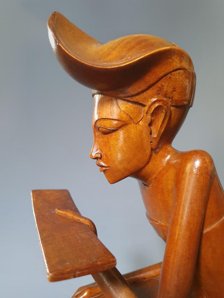 Balinese lontar lezer Bali Indonesie art deco 1930, Antiek en Kunst, Kunst | Beelden en Houtsnijwerken, Ophalen of Verzenden