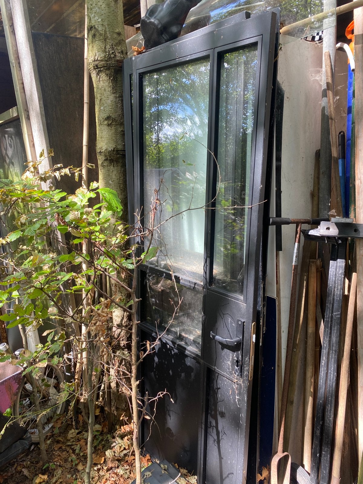 Ijzeren deuren met veiligheidsglas 73x205, Ophalen, Zo goed als nieuw, Binnendeur, 200 tot 215 cm