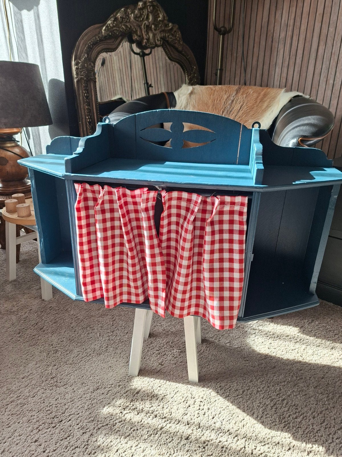 oud keukenkastje hangend nachtblauw., Ophalen of Verzenden, 25 tot 50 cm, 50 tot 100 cm, Minder dan 100 cm