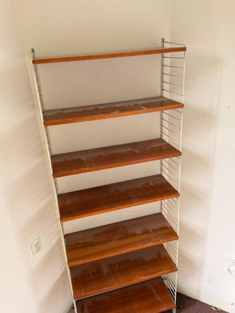 3x Origineel String  Scandinavisch Design wandsysteem, Huis en Inrichting, Ophalen, Met plank(en), Teakhout, Zo goed als nieuw