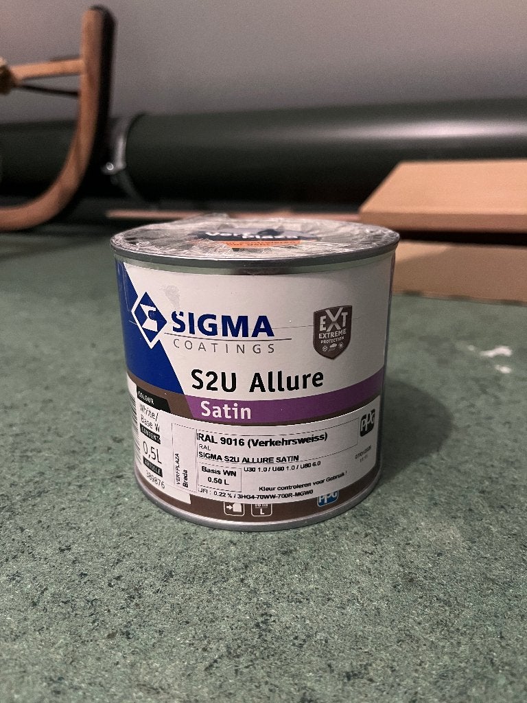 Sigma S2U Allure Satin RAL 9016 Verf 0.5L, Wit, Nieuw, Ophalen of Verzenden, Verf