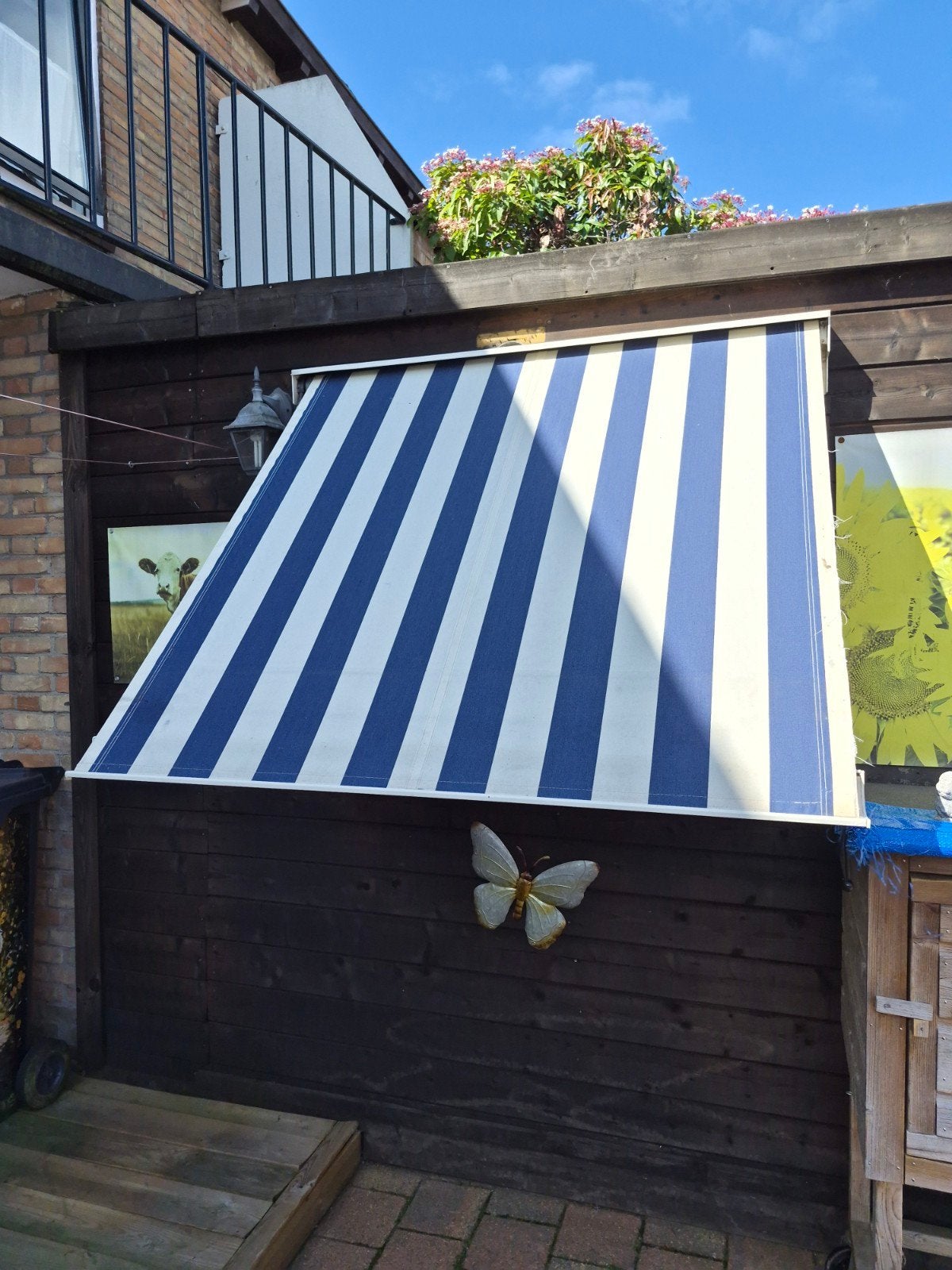Uitvalscherm - Blauw/Wit gestreept, Ophalen, Gebruikt, Minder dan 250 cm, 150 tot 300 cm
